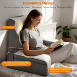 Velký polštář na čtení s odnímatelnou oporou krku a područkami, zádový polštář do postele, ergonomický zádový polštář s paží, kapsou a pratelným potahem na čtení a sledování televize.
