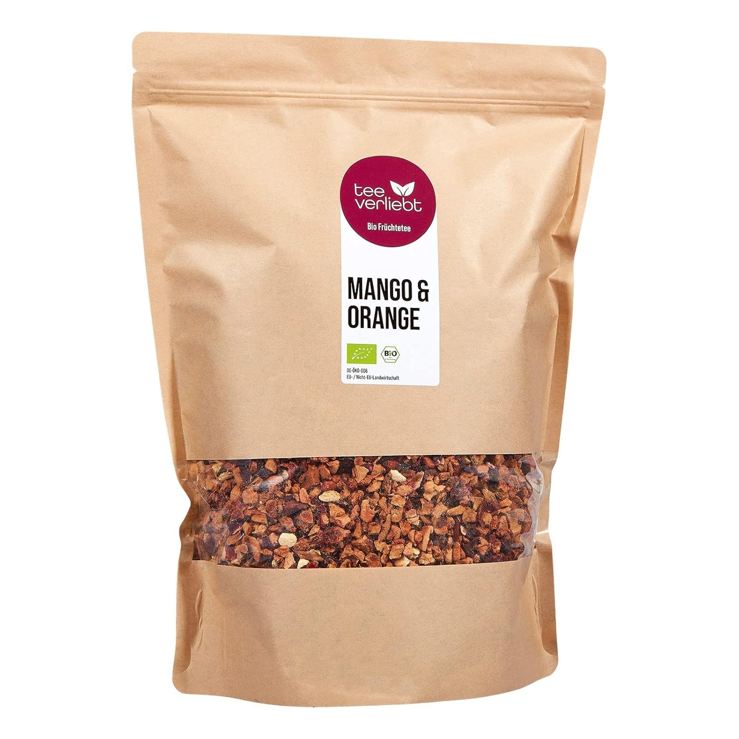 Teeverliebt - Sypaný ovocný čaj Mango & Pomeranč 1000 G I Sypaný ovocný čaj I Směs letních čajů z kontrolovaných bioplodin I Sypaný bio ovocný čaj 1 kg