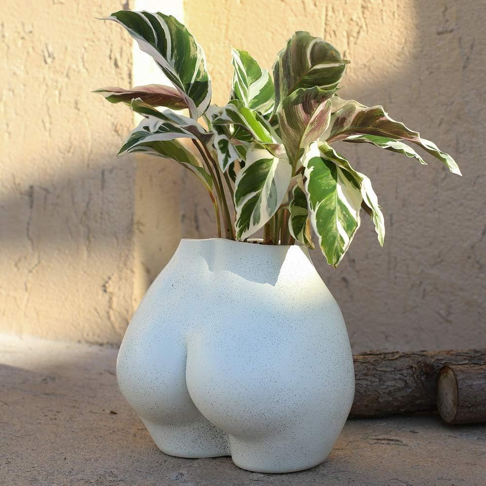 Váza s umělým tělem, květináč s ženským tělem s drenážními otvory, moderní pryskyřičný květináč, moderní design Boho, umělá rostlina v květináči pro interiérové ​​dekorace