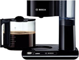 Espresso Bosch Styline TKA8013 s filtrem, senzor aroma, skleněná karafa na konzervaci aroma 1,25 l, 10-15 šálků, automatické vypnutí, systém odvápnění, systém proti odkapávání, otočný držák filtru, 1160 W, černá