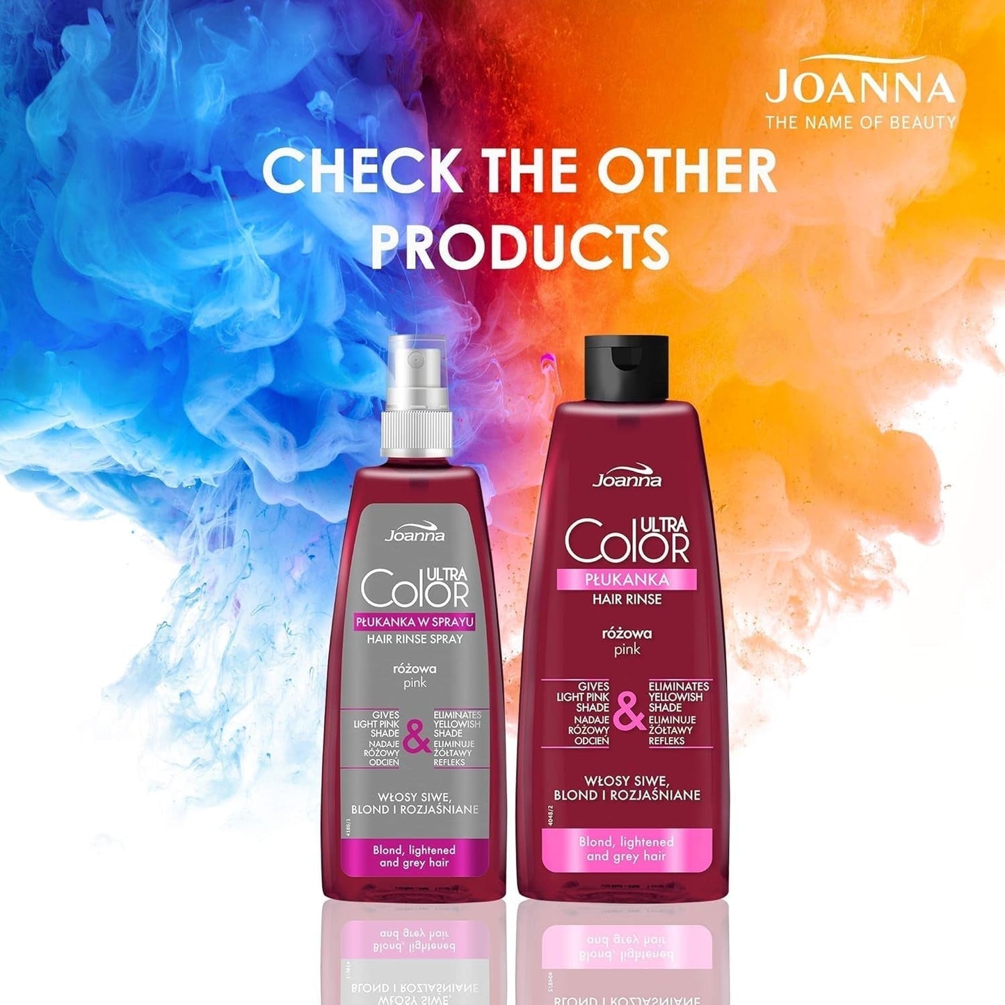 Joanna Ultra Color - Růžový kondicionér pro blond a světlé vlasy - Pastelově růžová - Přirozený lesk - Odstraňuje žlutý nádech z šedo-blond vlasů - Dočasný efekt - 150 ml Barva na vlasy Naty Shop