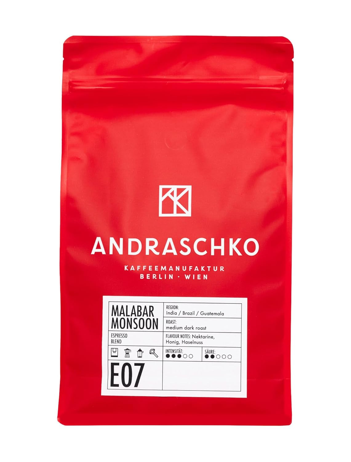 Malabar Monsoon Espresso Blend - 100% Arabica aus Indien, Brasilien & Guatemala - säurearm & ausgefungen mit Nektarine, Honig & Haselnuss - ganze Bohnen, středně tmavá pečeně - 1 kg