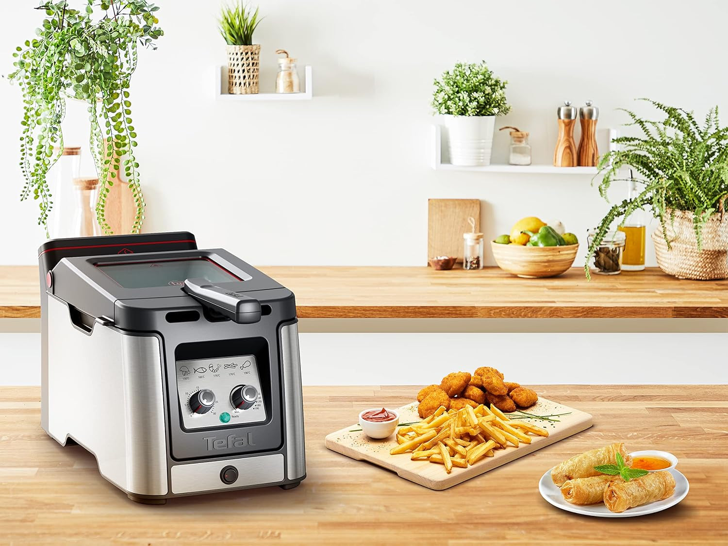 Fritéza Tefal FR600D Clear Duo, smažení s menším množstvím kouře a zápachu, kapacita 1,2 kg, termostat, časovač, velké průhledové okénko bez mlhy Domácí spotřebiče Naty Shop