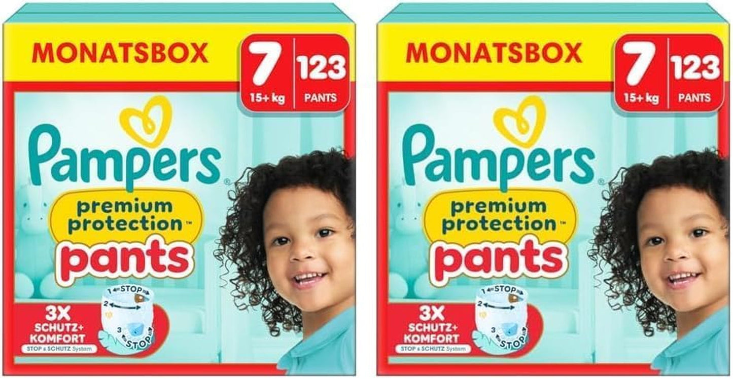 Pampers Premium Protection Pants velikost 5, 144 plen, 11 kg - 17 kg, s 360° nastavením a měkkými manžetami proti vytečení pro optimální pohodlí a ochranu