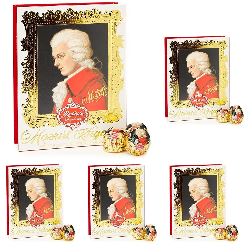 Mozart Baroque - Authentic Mozart Hořká čokoláda Marcipánové nugátové kuličky 12 kusů 1 x 240 g (balení 5 ks)