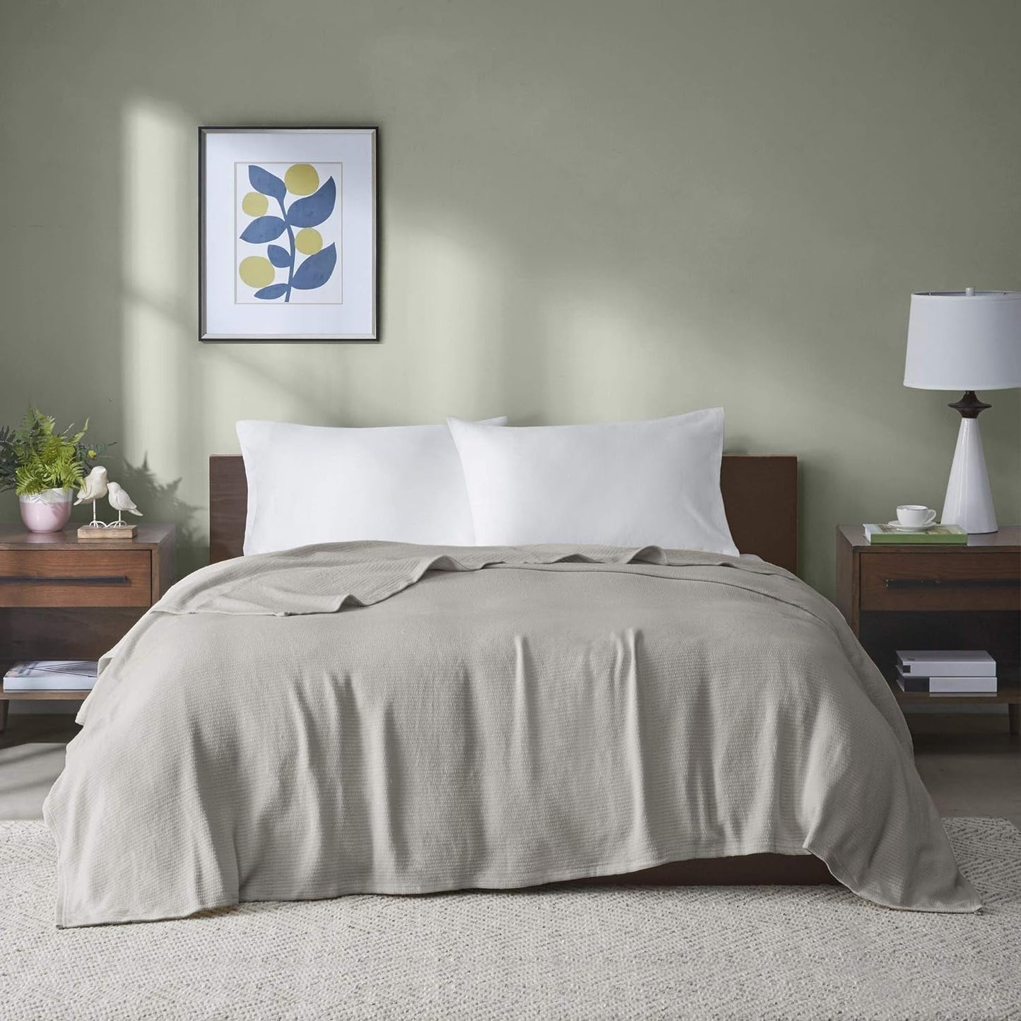 Madison Park Freshspun Wicker Twin Grey Bavlněná deka Madison Park Twin šedé postele a přikrývky