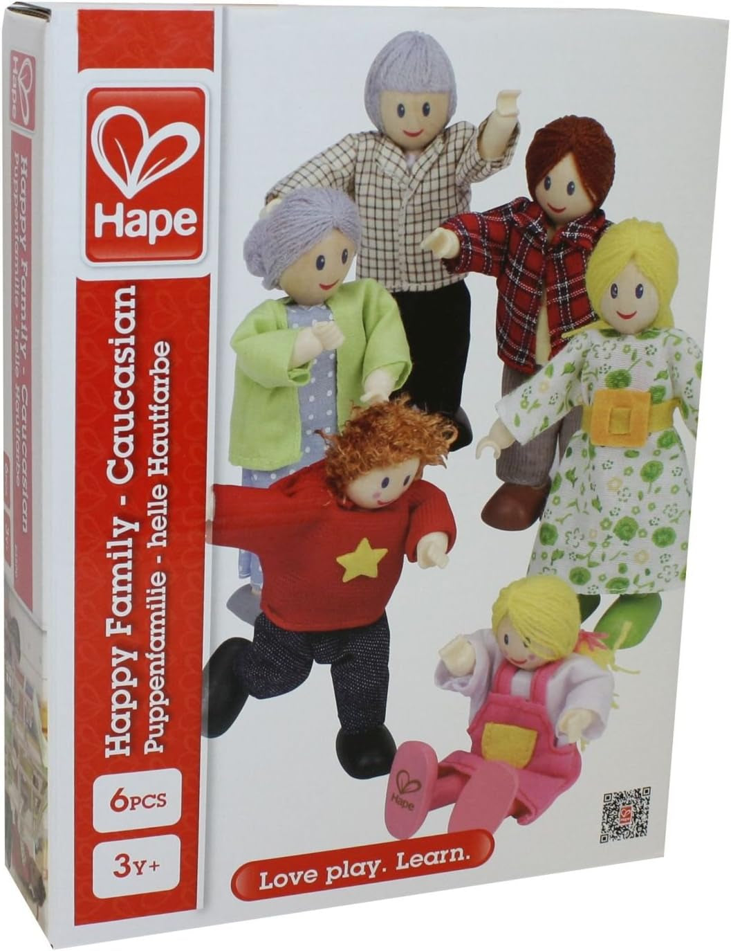 Hape E3401 Four Seasons House, zařízený a E3500 – rodina panenek, světlá kůže