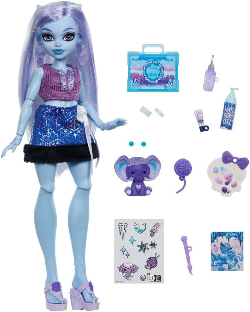 Monster High Self-Scare Secrets Abbey Bominable panenka a sada doplňků s 13 realistickými překvapeními, jako je henna, kresby a háčkování JHK44