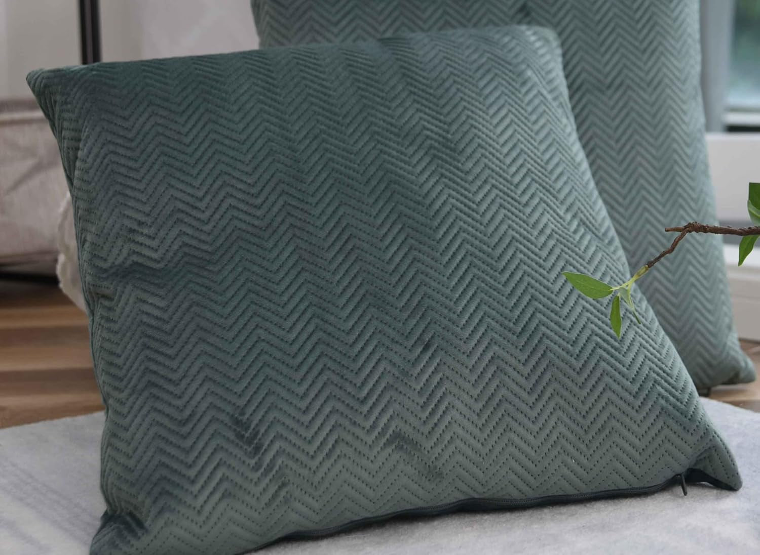 Závěs Box Polštář Dekorativní Polštář DxŠ 45X45 Cm Zelený Jacquard "Greta" S designem rybí kosti Snadná údržba Zapínání na zip Měkká výplň 320G - Různé barvy, 2023510 Cestovní polštáře Naty Shop Regards
