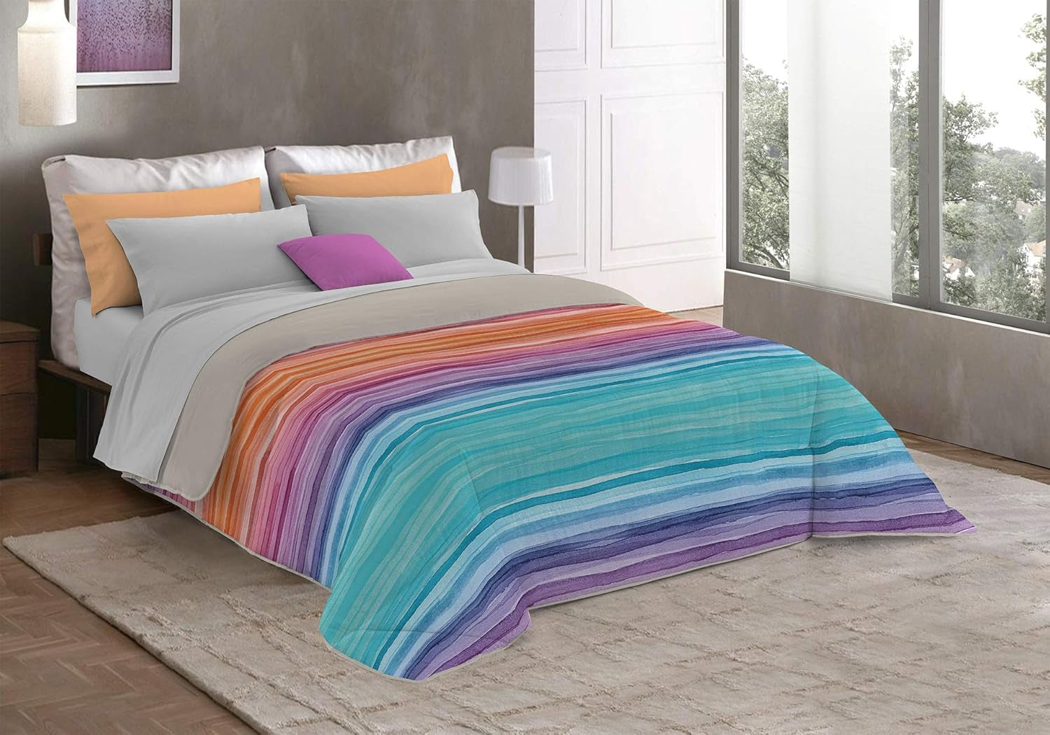 Fantasy T-Fa-Hypnotic-1P Zimní přikrývka, Mikrovlákno, Hypnotická, 170X260Cm Přikrývky a přikrývky Naty Shop Rainbow 260X260 Cm