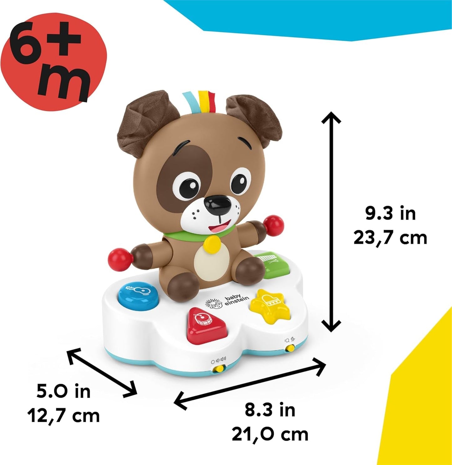 Hudební výuková hračka Baby Einstein, Drum & Learn Dean – multisenzorická hračka pro miminko, 2 herní režimy, barvy, tvary a nástroje, 50+ zvuků, od 6 měsíců Hračky pro miminka Naty Shop