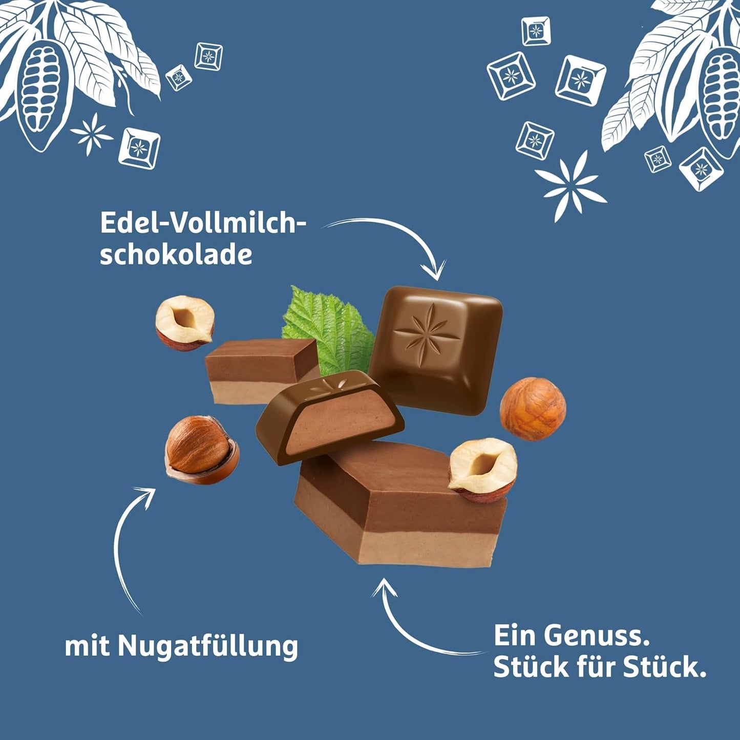 Čokoládová tyčinka Schogetten Nugát 100g, jednotlivě porcovaná. Potěšení. Kousek po kousku.