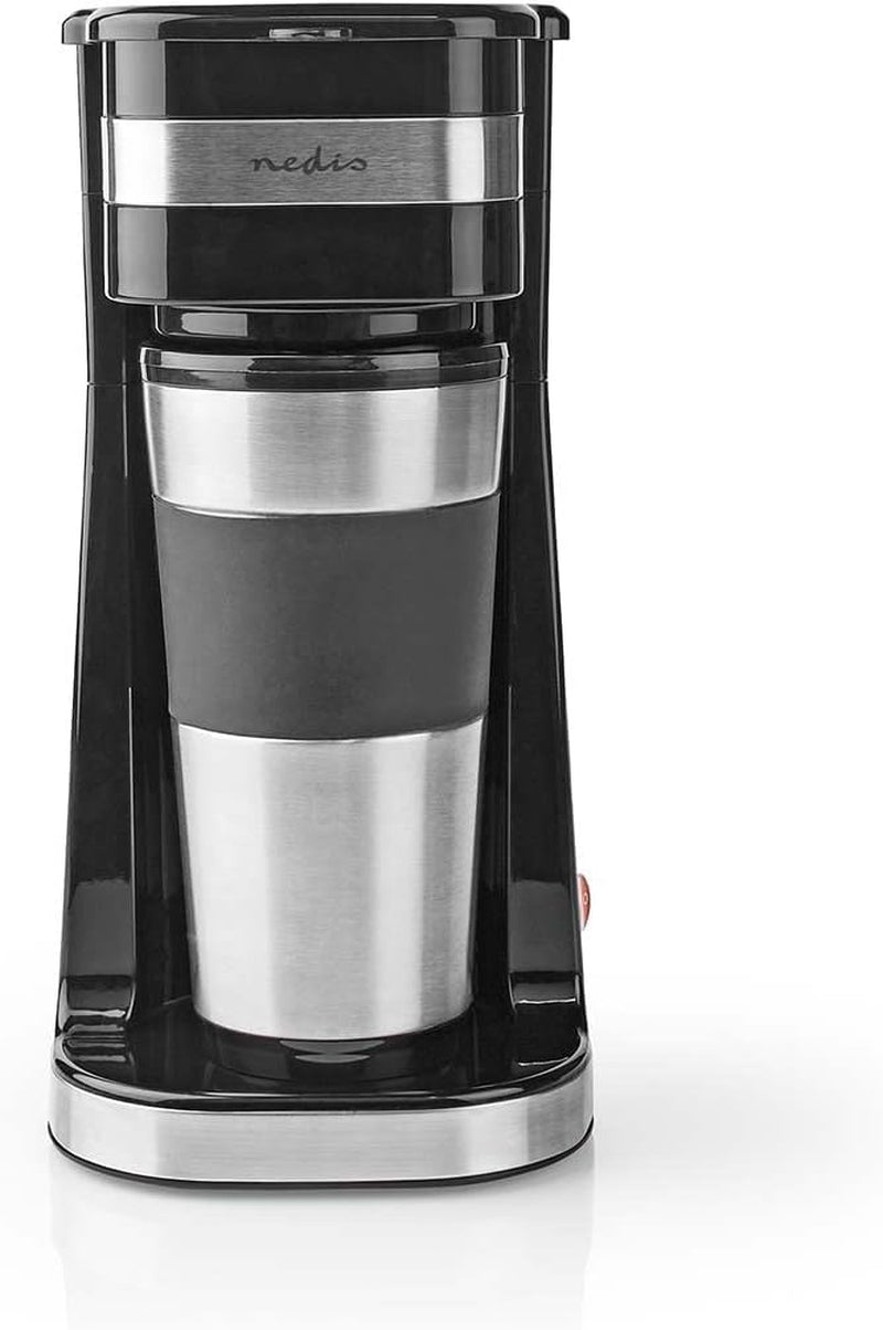 Espressor NEDIS - filtrovaná káva - 0,4 l - 1 šálek - časovač - černá / stříbrná