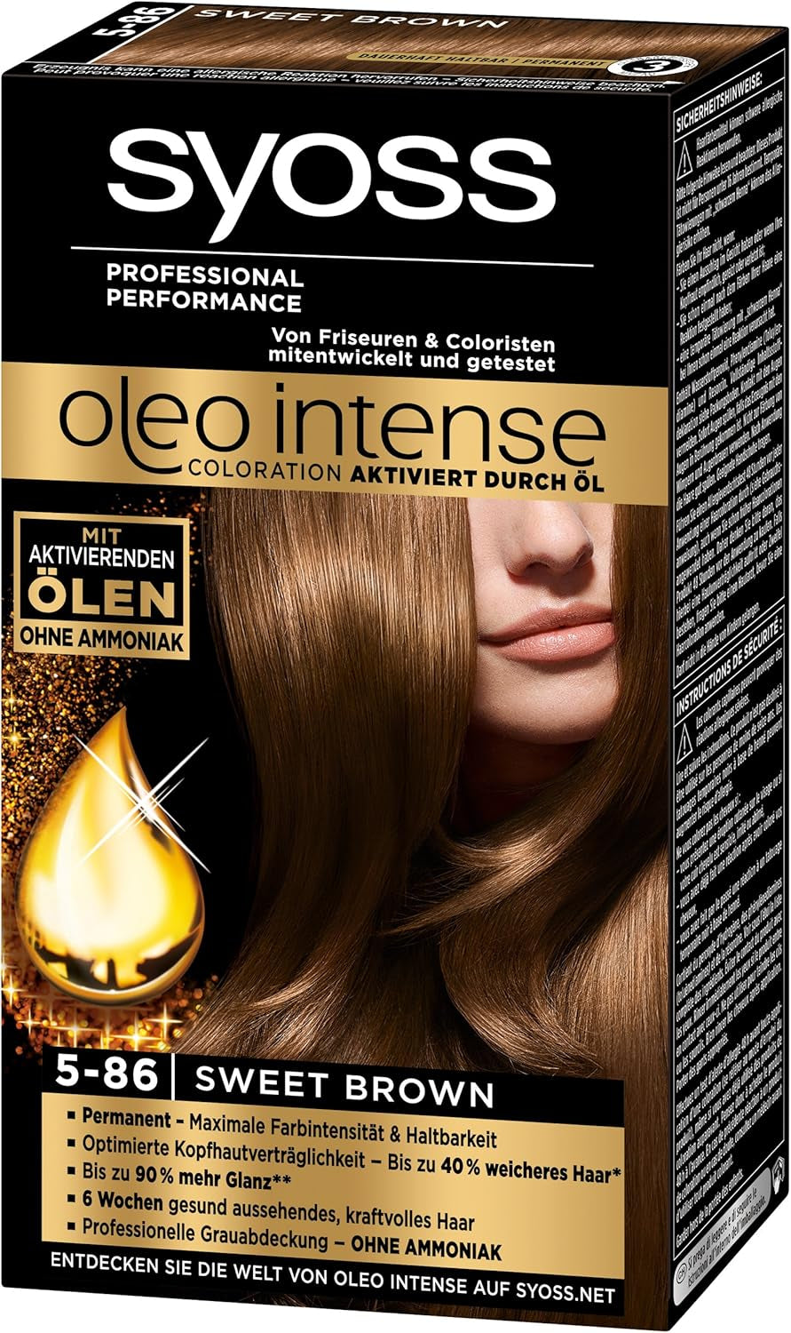 Syoss Oleo Intense Coloration 5-86 Sweet Brown 3 balení (3 x 1 kus) Naty Shop Hair Dye Brown 1 kus (3 balení)
