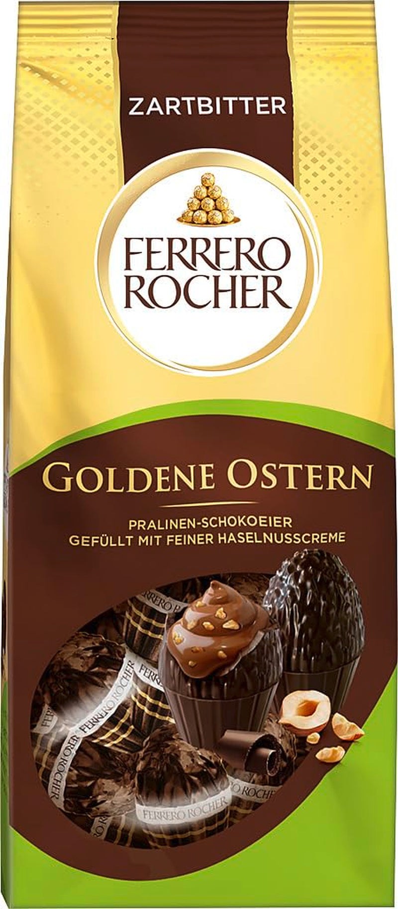 Čokoládová pralinková vajíčka 90g – Hořká čokoláda s kousky lískových oříšků a jemným kakaovým krémem s lískovými oříšky – Velikonoční vajíčka do velikonočních hnízd – Velikonoční dárek – Velikonoční čokoláda, velikonoční cukroví