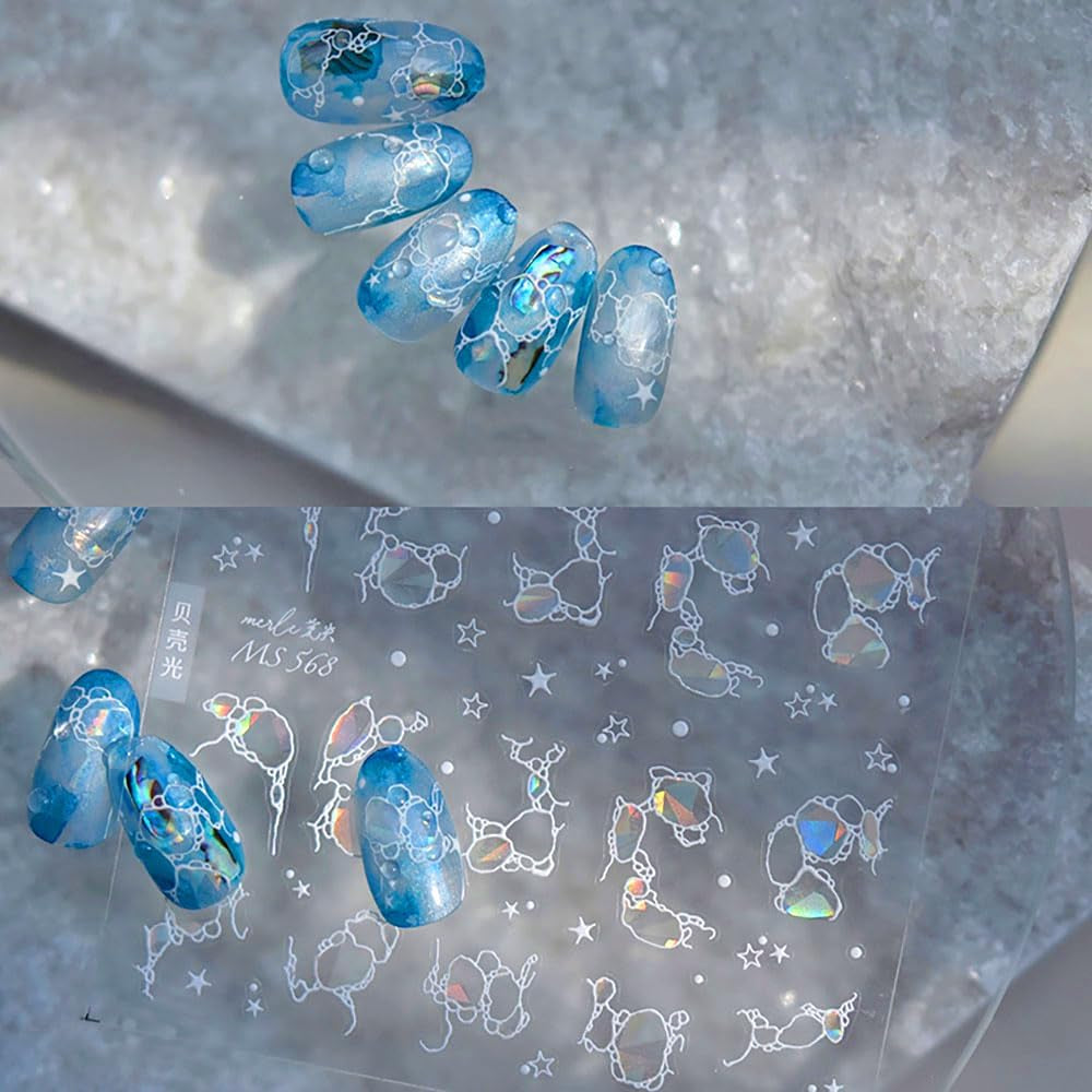 Třpytivé samolepky na nehty Summer Water Waves Starry Nail Art Fantasy Mořská voda Waves Designy nehtů Samolepky na nehty Mořská voda Waves Příslušenství na nehty Nail Art