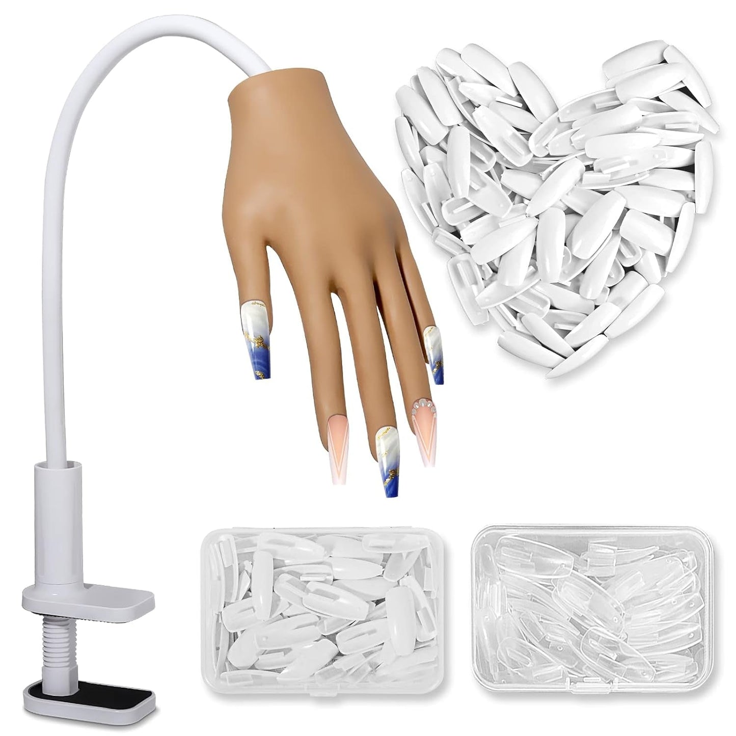 200 ks průhledných náhradních tipů na nehty: Tipy na akrylové nehty pro ruční nácvik designu nehtů