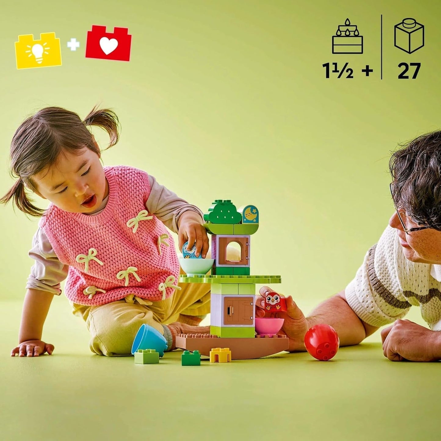 LEGO DUPLO strom na balancování a skládání, vývojová hračka, stavebnice pro děti od 18 měsíců, kreativní hračka pro děti, vzdělávací hračka se 2 hračkami ptáčky 10440 Stavebnice Besuche den LEGO-Store