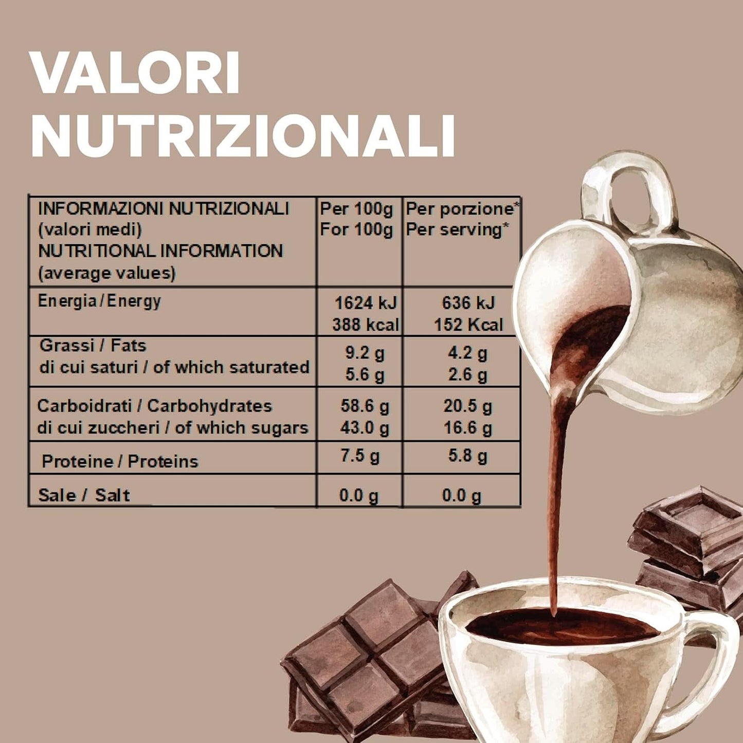 Italská horká čokoláda Cortina TART BITTER CHOCOLATE, 15 sáčků X 30 gramů kakaa a horké čokolády Naty Shop