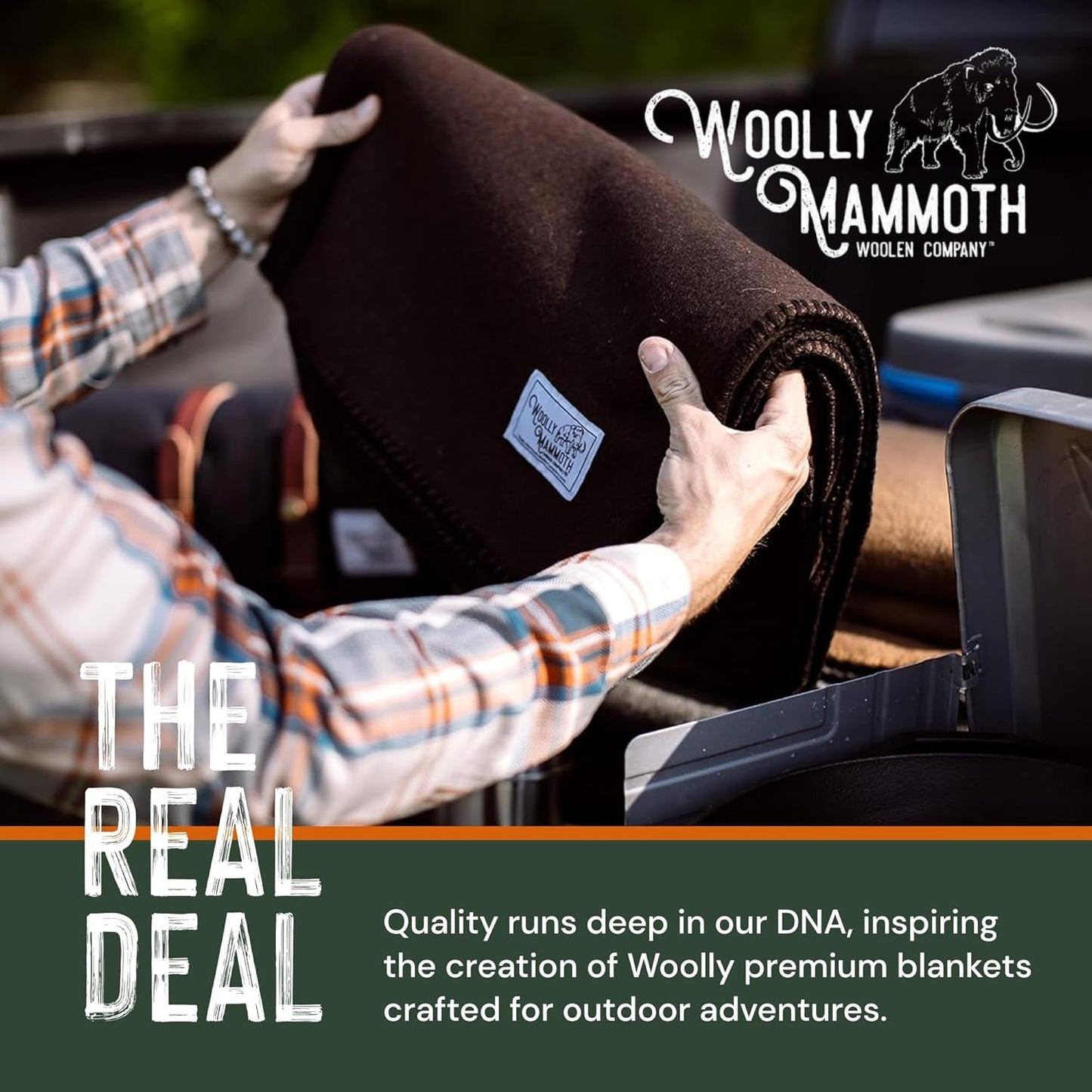 Kempingová deka Woolly Mammoth Woolen Co., extra velká, merino vlna, Perfektní outdoorové vybavení pro bushcraft, kempování, trekking, turistiku, přežití nebo chatovou deku. Hnědá, 168 X 228 Postele a přikrývky Woolly Mammoth Woolen Company