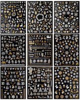 JMEOWIO Nagelsticker Weihnachten 9 Blatt Nail Art Sticker Selbtklebend Nagelaufkleber Schneeflocke Schneemann Festival Weißes Zlatá dekorace Nageldesign Zubehör