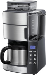 Kávovar Russell Hobbs s mlýnkem a termo karafou [Digitální časovač, sprchová hlavice pro optimální extrakci a aroma] Grind&Brew (1-10 šálků, 3 nastavení mletí) Filtrační kávovar 25620-56
