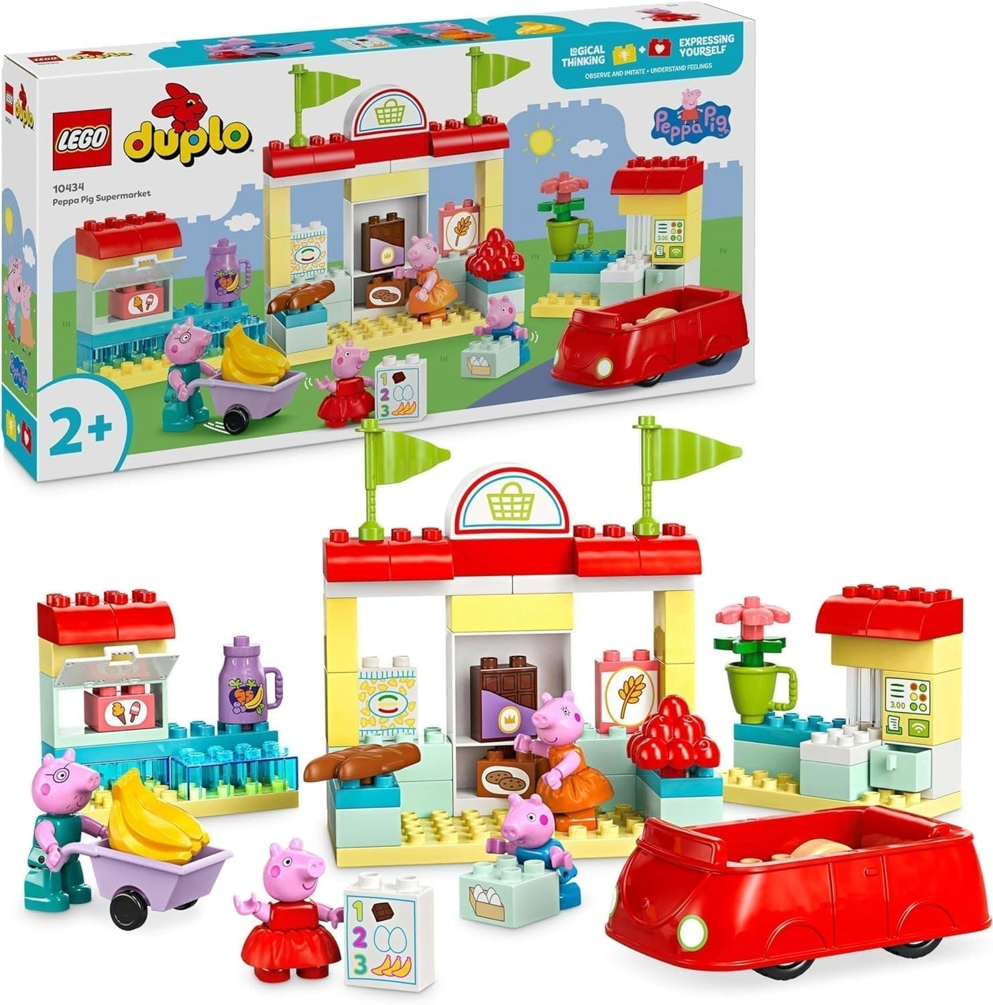 LEGO DUPLO 10434 Peppův supermarket: kreativní vzdělávací hračka a herní sada, dárek pro chlapce a dívky od 2 let, podporuje zručnost Stavebnice Besuche den LEGO-Store Výchozí název