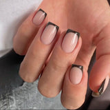 Dlouhé francouzské tipy Zlaté třpytivé lepidlo na dlouhé čtvercové nehty Glitter French Tip Sada umělých nehtů čtvercové umělé nehty pro ženy 24ks