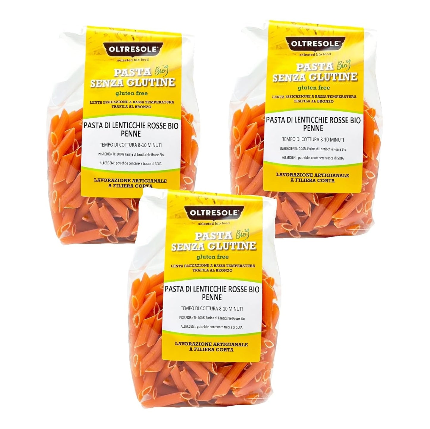 BIO těstoviny z červené čočky Penne Format 4 kg Luštěniny Proteinové těstoviny 100% BIO mouka z červené čočky Bezlepkový pohodlný Format