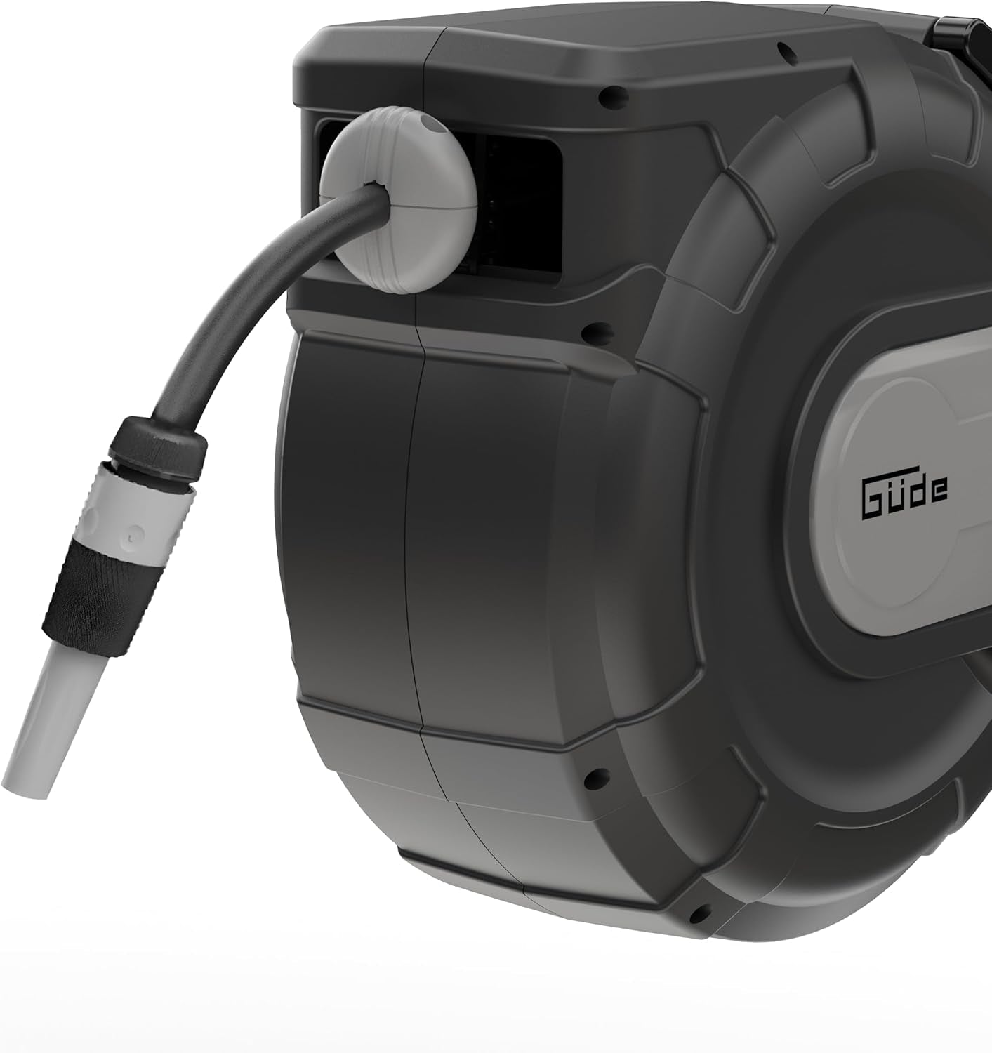 Automatický hadicový naviják Güde 30-2-2 1/2 (otočení o 180°, pro montáž na stěnu, 30 m hadice, vodní sprcha, nástěnný držák, automatické navíjení, zarážka zatažení, transportní madlo, 2 rychlospojky)