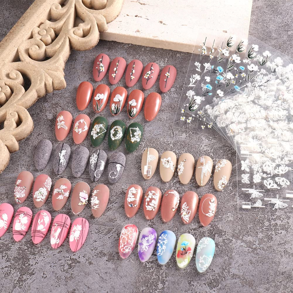 4 Blatt 3D Nálepka na nehty Frühling Blume Nagelaufkleber 5D Stereoskopisch Selbtklebend Nálepka na nehty Dekoration Nageldesign Zubehör