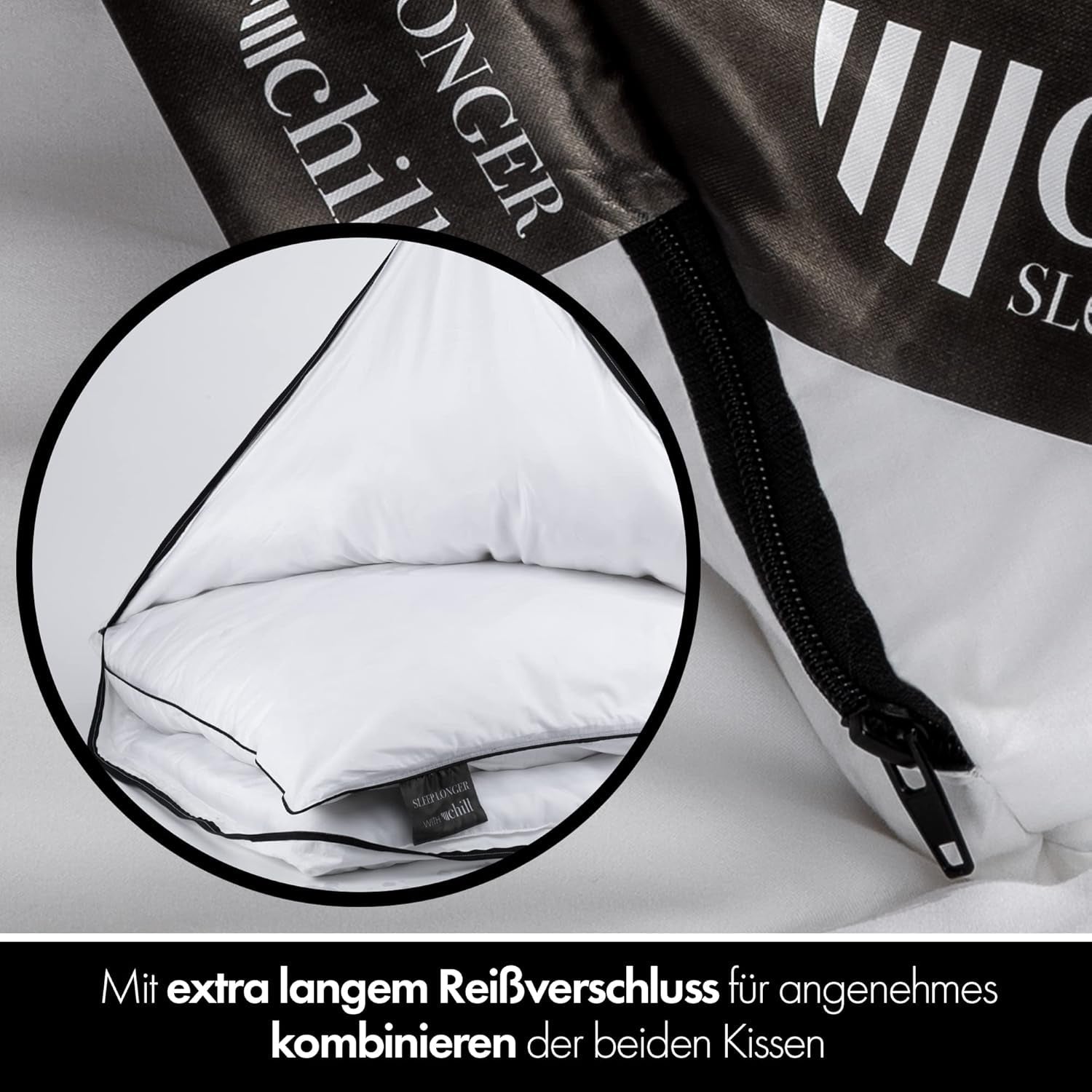 Polštář 80X80 Cm - design 2v1 - polštář v polštáři - velký prodyšný a pratelný polštář na spaní a 100% vegan - 2 polštáře 3 možnosti - polštář s náplní 600G a 1200G standardní polštáře Naty Shop