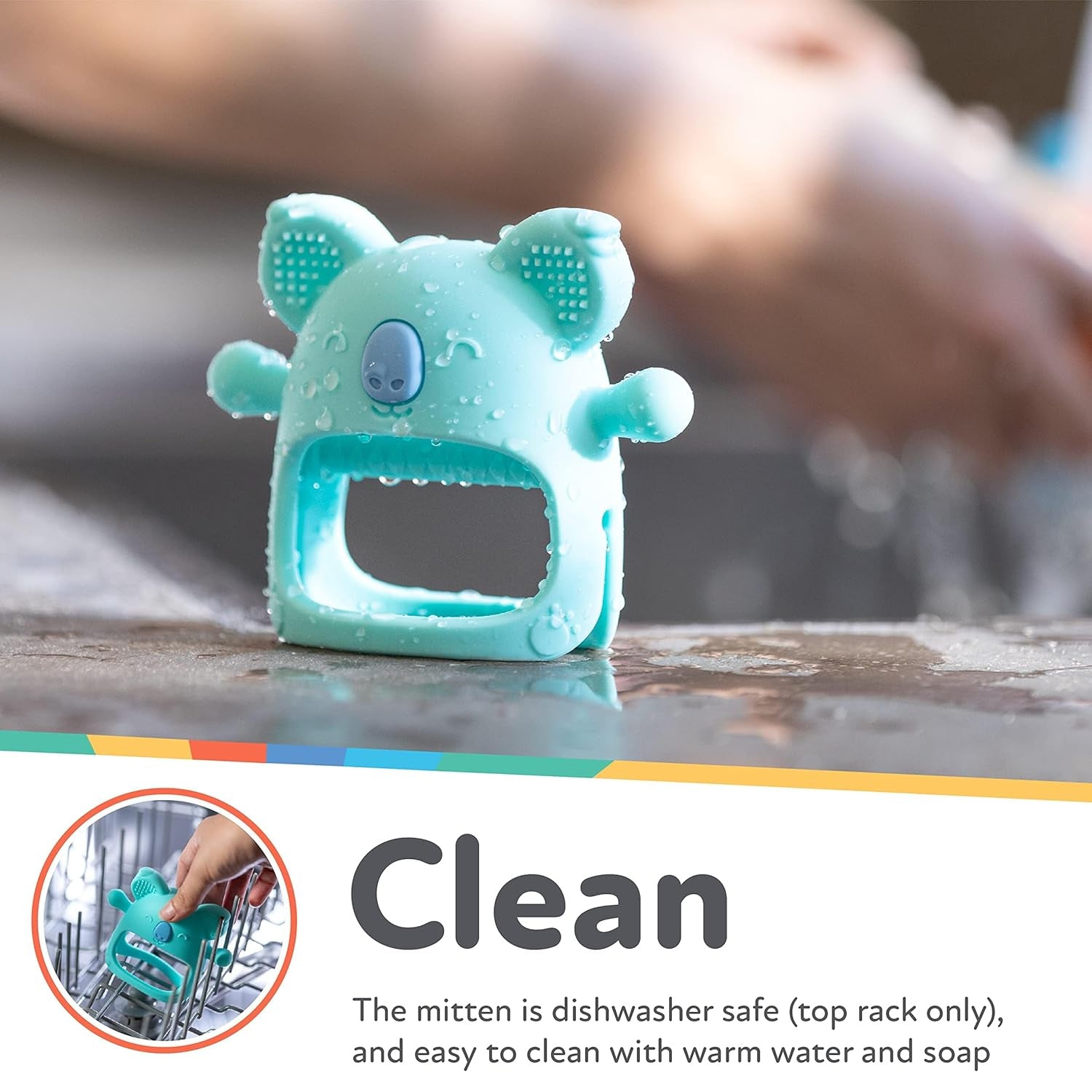 Nuby - silikonová dentální rukavice, BPA Free, modrá koala, 3 měsíce a více