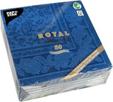 50 ubrousků "ROYAL Collection" 1/4 násobek 40 cm X 40 cm tmavě modrá "Ornaments"