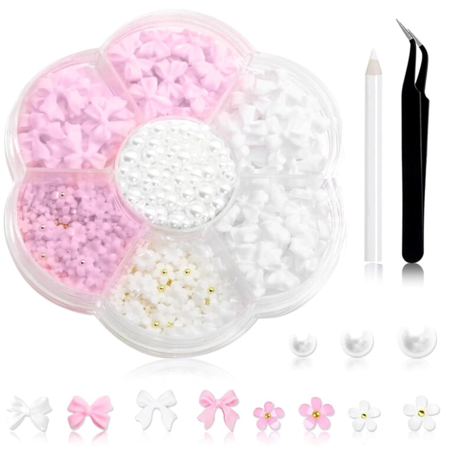 1 Karton Nail Art Charms, 3D Flowers Nagelkunst Charms, Acryl Blumen Nagel Strass Mit Ornamenten, Nagel Edelsteine, Nagel Zubehör Für Mädchen, Nagelkunst Dekoration, DIY Handwerk Nail Design