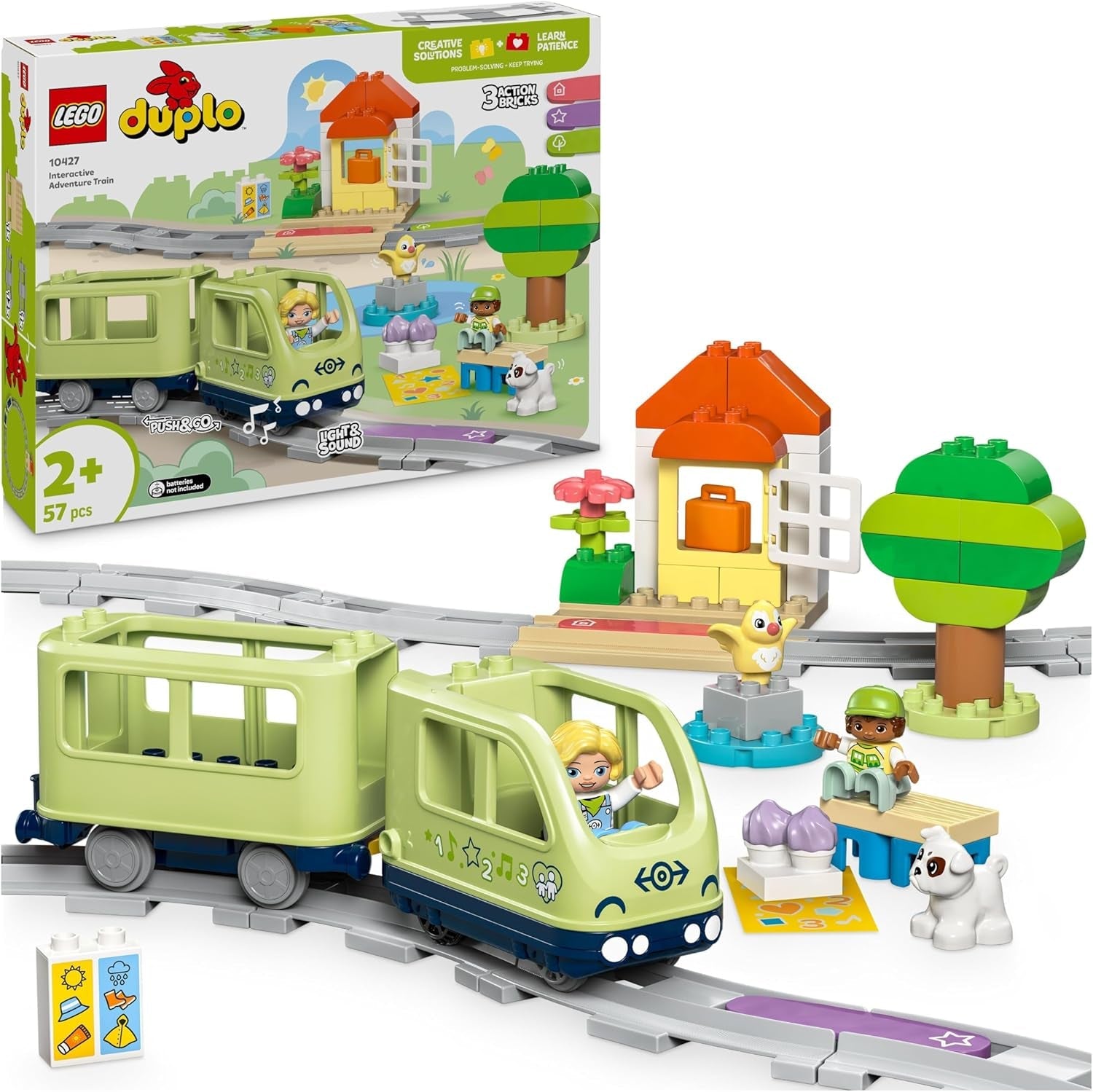 Interaktivní dobrodružný vlak LEGO DUPLO Town, herní sada se světly a zvuky pro hraní rolí, umožňuje 2letým dětem stavět koleje, vzdělávací hračka pro předškoláky 10427 stavebnic Besuche den LEGO-Store Výchozí název