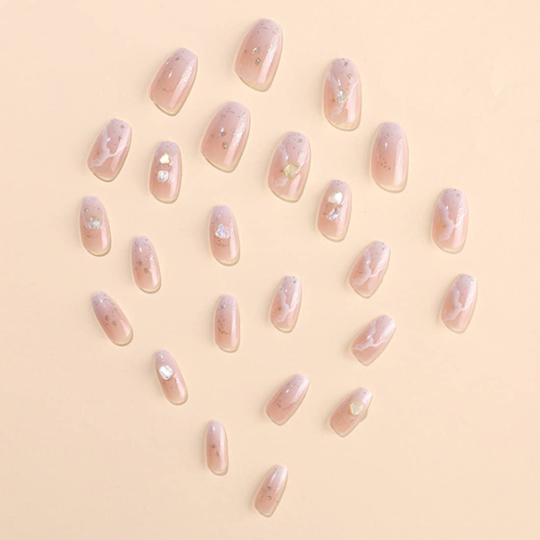 24ks Square Nude French Short Full Cover Umělé nehty Press On Nails For Women Girls