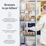 Snídaňová dóza Kilner se lžičkou / 350 ml, Ø 9,5 cm / 5 kusů | kelímek na müsli s sebou / netoxický / skleněná nádoba s víkem na müsli, kaši a jogurt / nádoba na oves na noc Naty Shop Boxy na skladování potravin