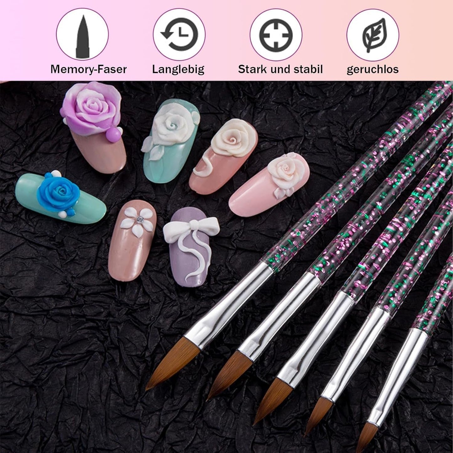 31 Stück Professionelle Nagel Pinsel Set, Nagelpinsel s dvojitým zakončením, Pinsel Für Gelnägel, Akrylové pero na zdobení nehtů, Nail Art Dotting Tools, Nail Brush Für DIY Nagelkunst Salon Design