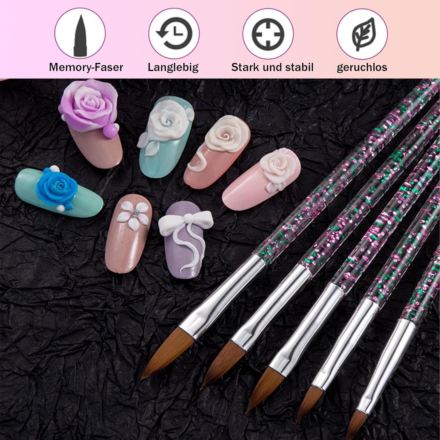 31 Stück Professionelle Nagel Pinsel Set, Nagelpinsel s dvojitým zakončením, Pinsel Für Gelnägel, Akrylové pero na zdobení nehtů, Nail Art Dotting Tools, Nail Brush Für DIY Nagelkunst Salon Design