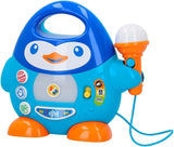 Hudební přehrávač WinFun karaoke, design tučňáka, s blikajícími světly a echo efekty, v modré barvě, hravý styl, připojení USB Baby Toys Naty Shop Výchozí název