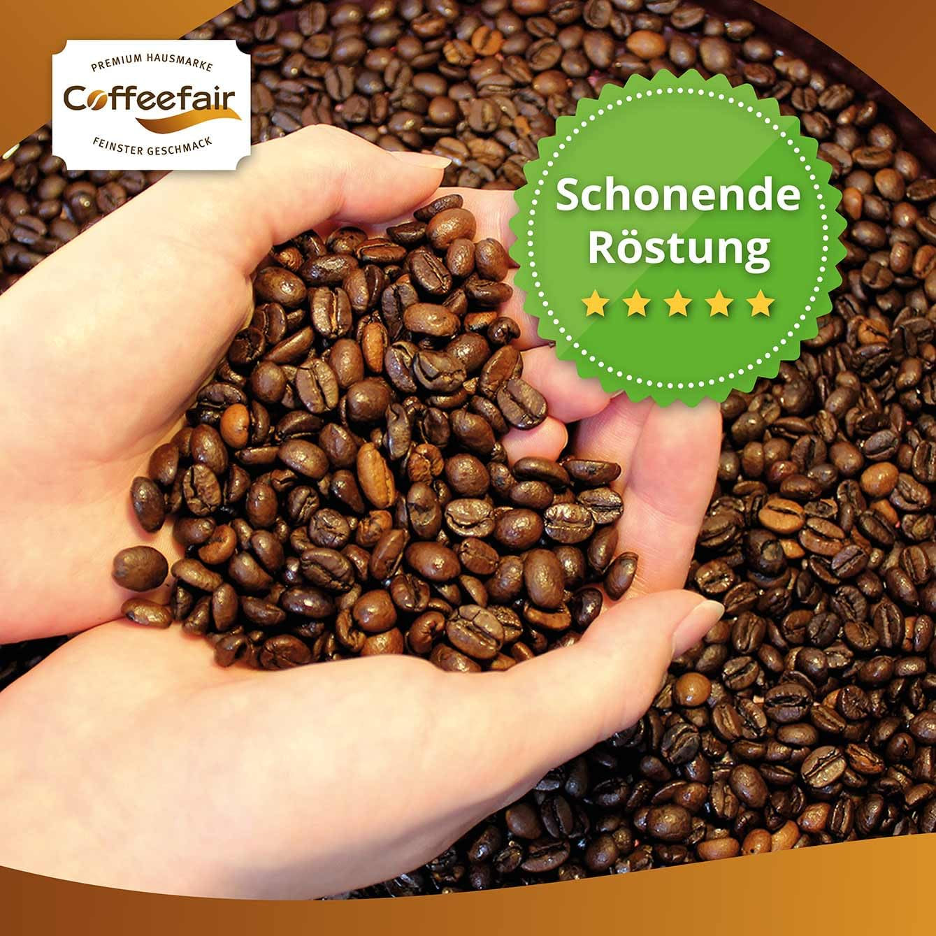 Coffeefair Cafe Creme Kaffeebohnen in Barista Qualität - 1 kg pro Kaffeevollautomaten, Mischbohne pro Kaffee nebo Espresso verwendbar, schonende Trommelröstung