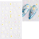 JMEOWIO 3D Nálepka na nehty Blume Frühlings Nálepka na nehty Selbstklebend Nagelaufkleber 5D Stereoskopisch Summer Bunter Blumen Dekoration Nageldesign Zubehör 4 Blatt
