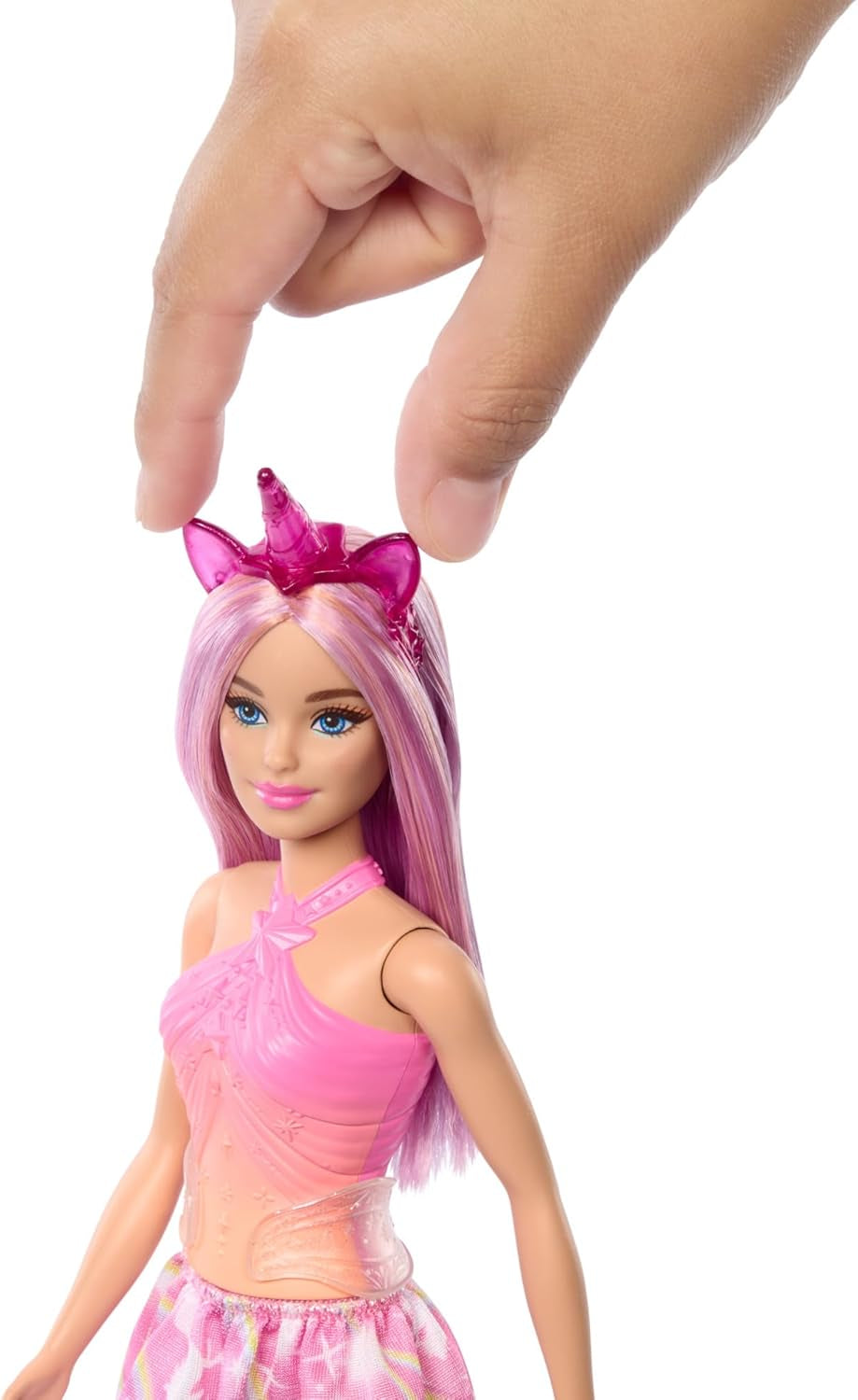Panenky Barbie Unicorn s barevnými fantazijními vlasy, oblečky s barevným přechodem a fantasy doplňky na téma jednorožec, HRR13 Naty Shop Dolls