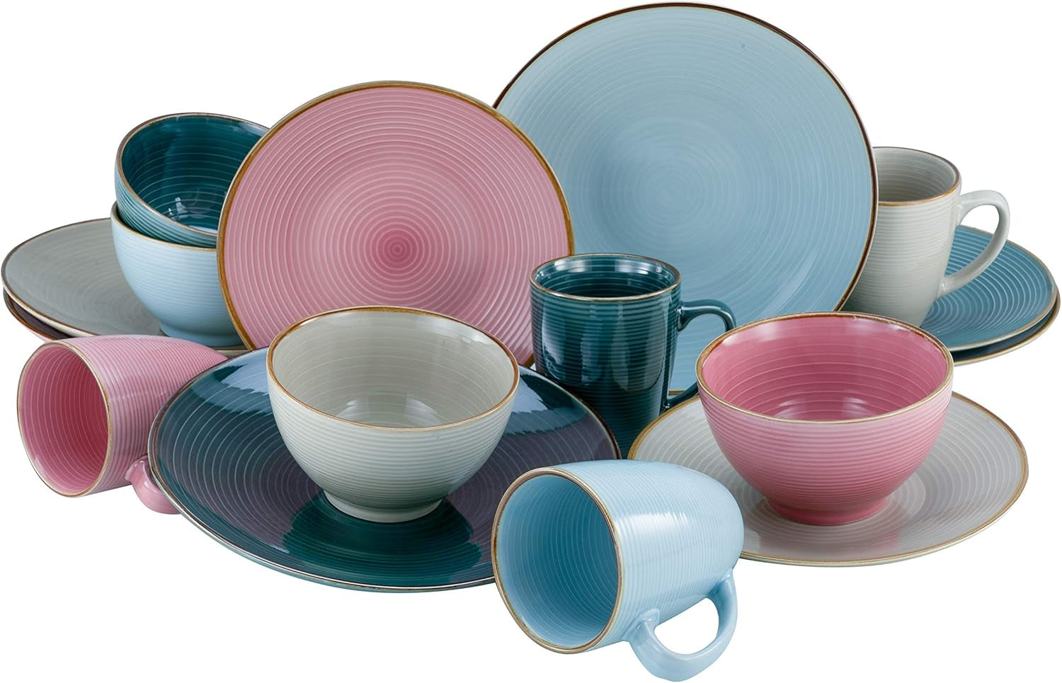 CreaTable, 22506, řada COSY DAY, 16dílná sada nádobí pro 4, porcelánová kombinovaná služba, vhodné do myčky a mikrovlnné trouby, kvalitní výroba