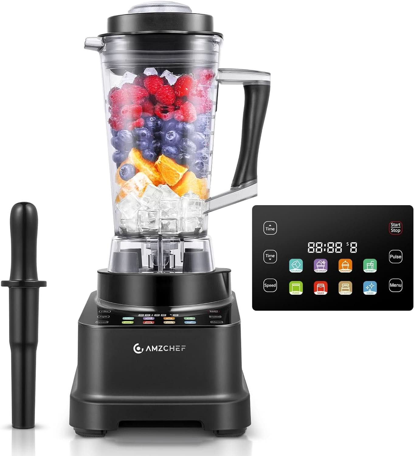 Mixér AMZCHEF, 8 chytrých menu a 10 rychlostí, LCD dotykový displej Kuchyň Naty Shop Schwarz