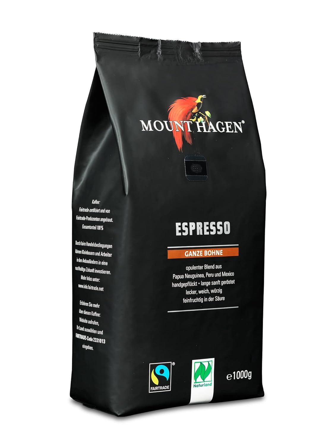 , tmavá pečeně, bio espresso FT Naturland, 1 kg celých zrn