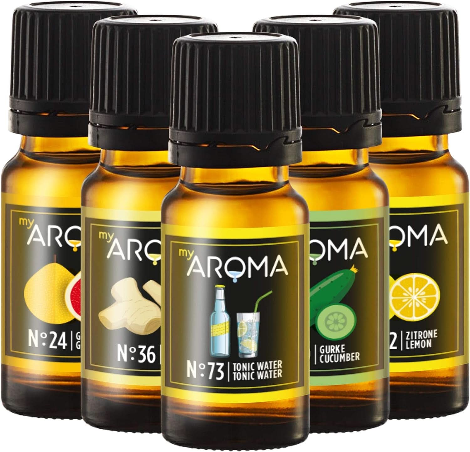 Myarom | Sada: Forest & Meadow - Čistá přírodní příchuť s příchutí ovoce a příchutí ovoce (5 x 10 ml) | Sladidla bez cukru a neslazená Naty Shop Gin je v módě!
