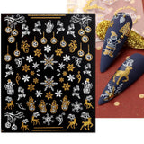 JMEOWIO Nagelsticker Weihnachten 9 Blatt Nail Art Sticker Selbtklebend Nagelaufkleber Schneeflocke Schneemann Festival Weißes Zlatá dekorace Nageldesign Zubehör