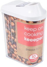 zásobník na nalévání suchých zásob, plynule nastavitelné dávkovací víko, plast, 500 ml, 8 x 4,5 x 15 cm, Paola, bílá Dózy na potraviny Naty Shop 500 Ml